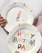 Load image into Gallery viewer, Happy Birthday white plate لوحة بيضاء لعيد ميلاد سعيد