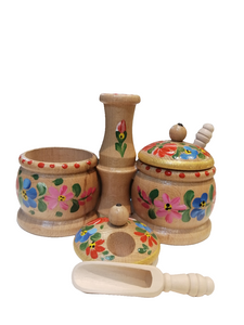 Vintage Handpainted Wooden Container حاوية خشبية عتيقة مرسومة يدويًا