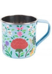 handpainted floral stainless steel mug كوب