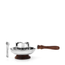 Load image into Gallery viewer, Burner With Wooden Handle and Tong. Silver Colour. موقد بمقبض خشبي وملقط. لون فضي.