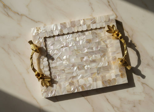 Hand made Mother of Pearl Trayصينية مصنوعة يدويًا من عرق اللؤلؤ