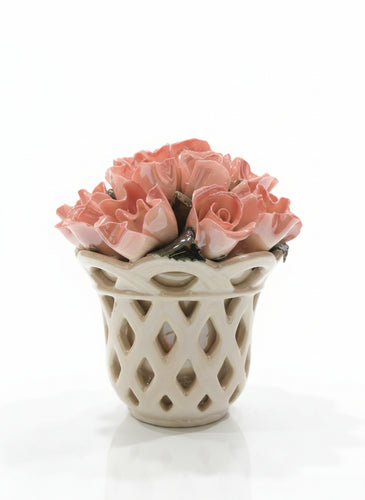 Ceramic Pink Rose Bouquet. باقة ورد سيراميك