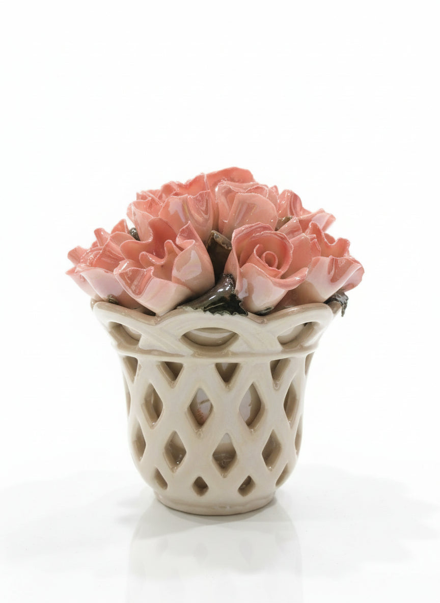 Ceramic Pink Rose Bouquet. باقة ورد سيراميك
