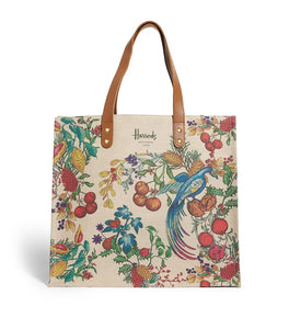 Harrods Floral Medium Shopper Bag حقيبة تسوق هارودز متوسطة الحجم من القطن المزهر