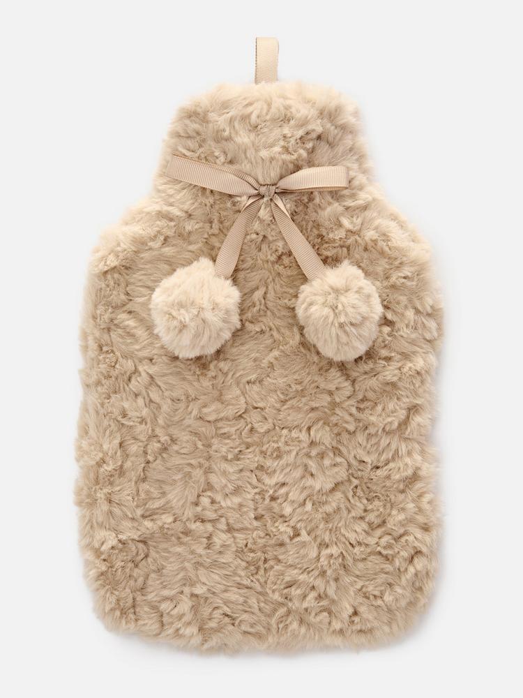 Hotwater Bottle with Pom Pom Cover زجاجة ماء ساخن مع غطاء بوم بوم