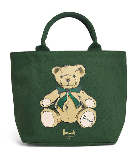 Harrods Bear Designed Green Medium Bag حقيبة هارودز متوسطة الحجم خضراء بتصميم دب