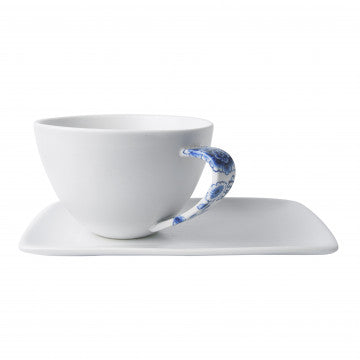Tea mug and saucer matt white كوب