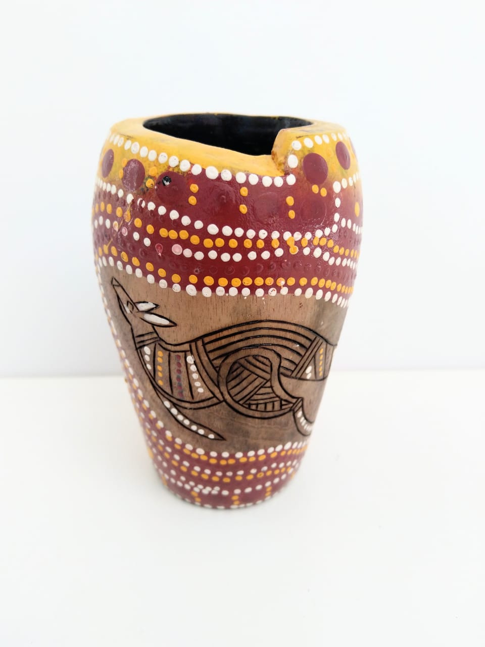 Handmade Wooden Vase مزهرية خشبيه