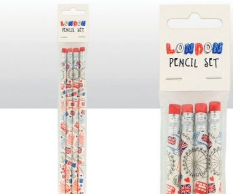 London Doodle Pencil Set of 4 pcsمجموعة اقلام دودل لندن من 4 قطع