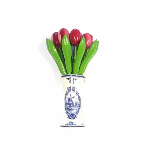 Handmade wooden flowers with vase  ورد خشب صناعة يدوية