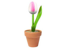 Load image into Gallery viewer, wooden tulip in a pottery jarوردة خشب في اناء فخار
