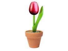 Load image into Gallery viewer, wooden tulip in a pottery jarوردة خشب في اناء فخار